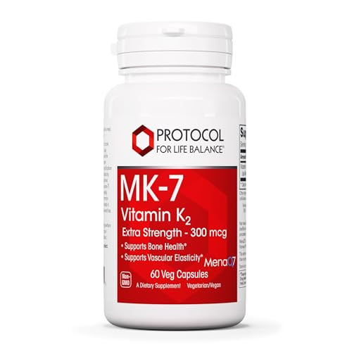 PROTOCOL FOR LIFE BALANCE MK-7 Vitamin K2 300mcg - Extra Strength - VIT K Supplement - MK-7 Vitamin K2 Life Balance - Support Bone Health & Vascular