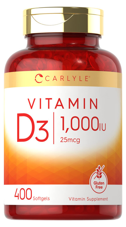 Carlyle Vitamin D3 1000IU | 25 mcg | 400 Softgels | High Potency | Non-GMO & Gluten Free Supplement