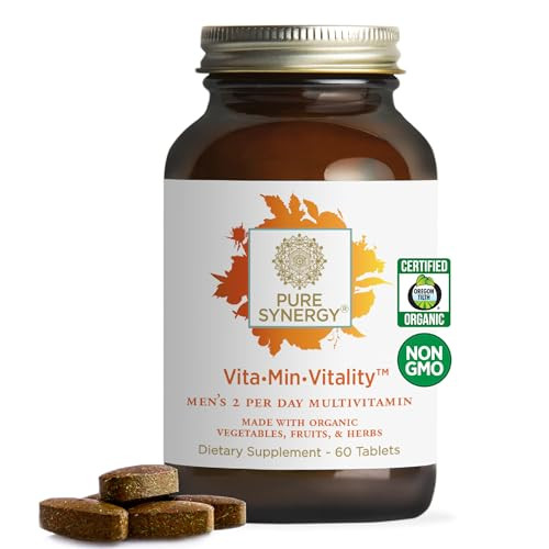 PURE SYNERGY Vita·Min·Vitality | Natural Multivitamin for Men | Mens Daily Multivitamin Made with Organic Whole Foods | for Energy, Stress, and Immu
