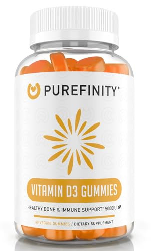 PUREFINITY Vitamin D3 5000 iu Gummies  Your Daily Vitamin D Supplement for Bone Health, Immune Health, and Joint Muscle Support for Adults & Kids 