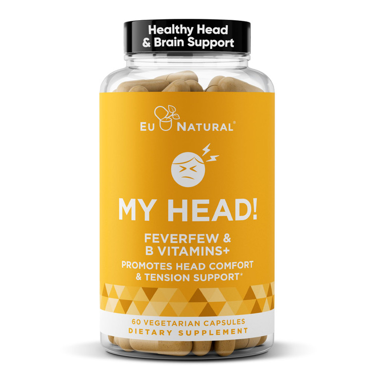 My Head! Headache Vitamins  Sensitivity, Tension, Comfort, Healthy Head Function for A Clear Mind  Fast acting Magnesium, Feverfew, Boswellia, Vita