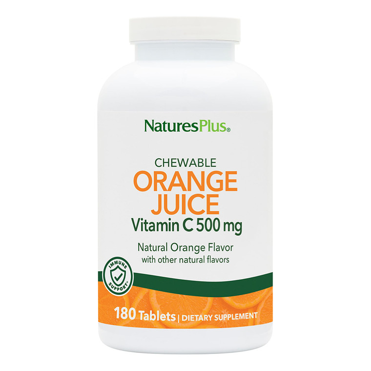 NaturesPlus Orange Juice - 180 Chewable Tablets, 2 Pack - 500 mg Vitamin C - High-Potency Immune Support Supplement, Antioxidant - Gentle on Stomach