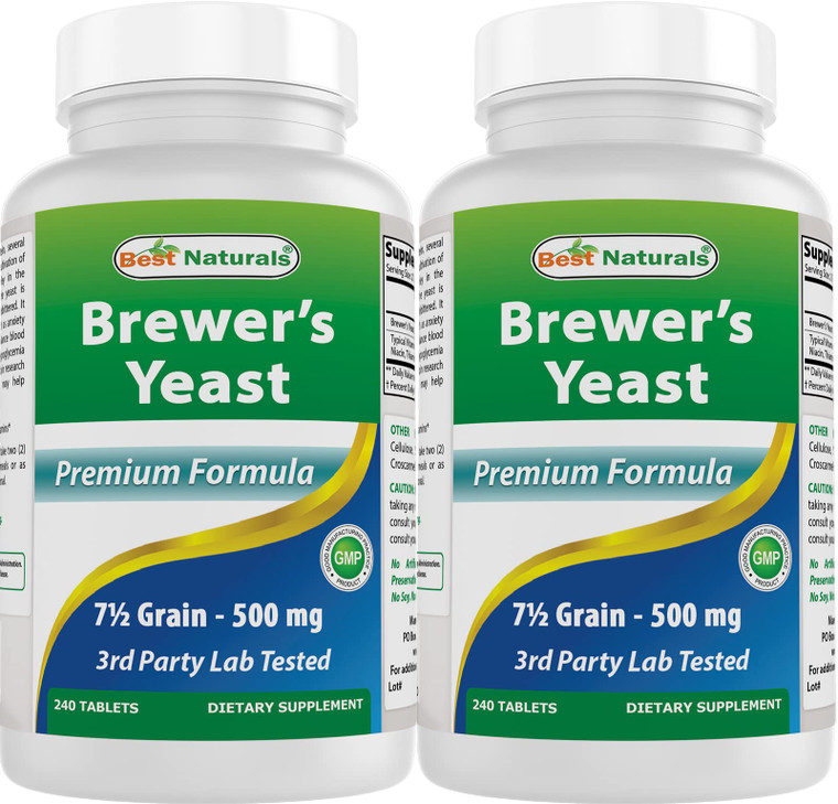 Best Naturals, Brewers Yeast, 7-1/2 Grains with Vitamin B1, Vitamin B2, 1000 mg 240 Tablets (240 Count (Pack of 2))