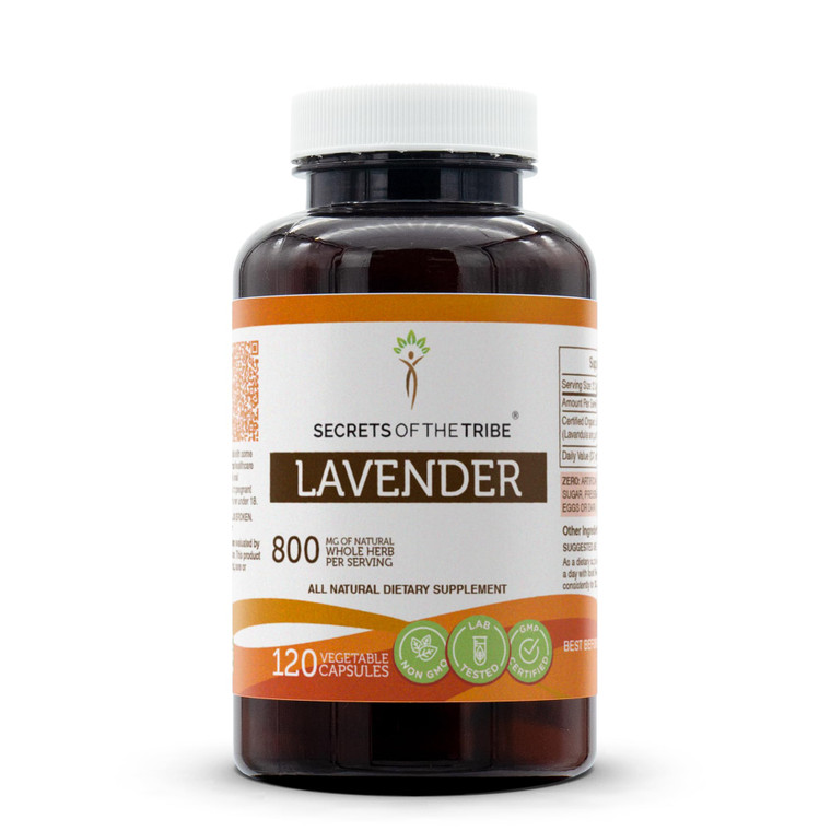 Secrets of the Tribe Lavender 120 Capsules, 800 mg, Lavender (Lavandula angustifolia, Lavandula x Intermedia) Dried Flowers (120 Capsules)