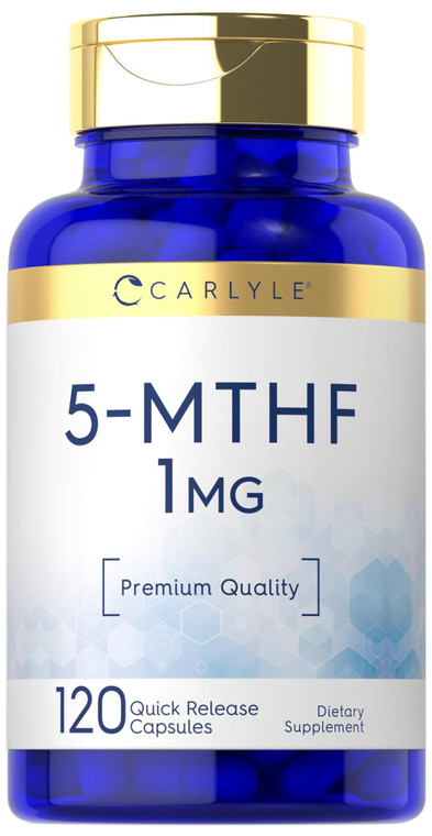 Carlyle 5-MTHF L Methylfolate 1mg | 120 Capsules | Non-GMO & Gluten Free Supplement | Premium Quality