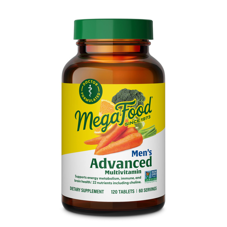 MegaFood Men's Advanced Multivitamin for Men - Doctor -Formulated - Choline, Vitamin B12, Vitamin D, Vitamin C & Zinc - Brain Health & Immune Support