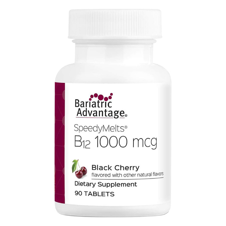 Bariatric Advantage B-12 Speedy Melts, Vitamin B12 1000 mcg Supplement, Fast Melting with 200 mcg of Folic Acid for Nutritional Support - Black Cherr