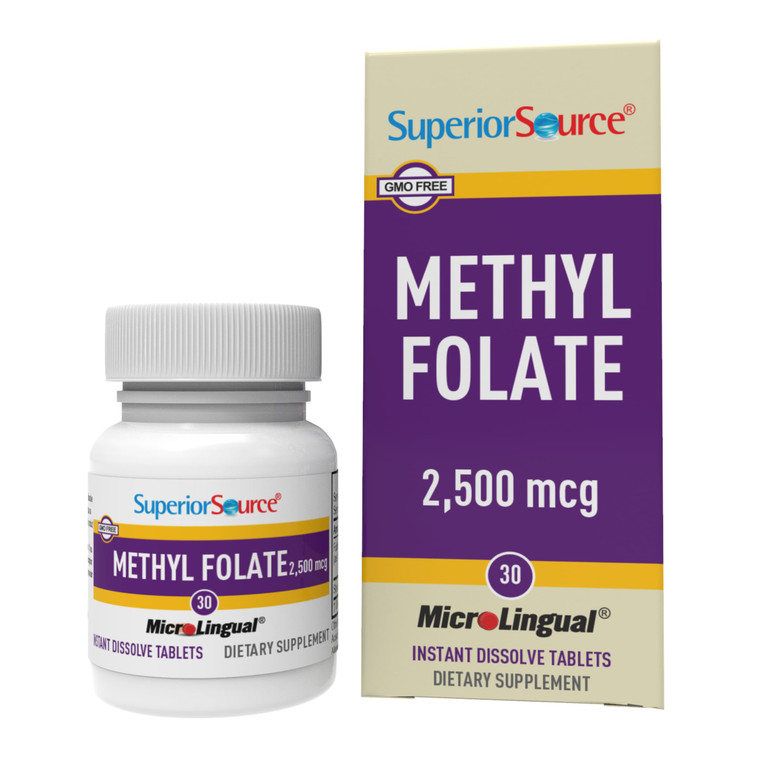 Superior Source Methyl Folate 2,500 mcg - Folate Supplement for Women & Men - Methylated Folate Supplement Supports Healthy Nervous System & Red Bloo