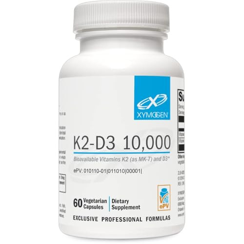 XYMOGEN K2-D3 10000 - Vitamin D3 K2 - Bioavailable Vitamin D 10,000 IU (Cholecalciferol) with MK-7 - Heart, Arterial, Bone Health + Immune Support Su