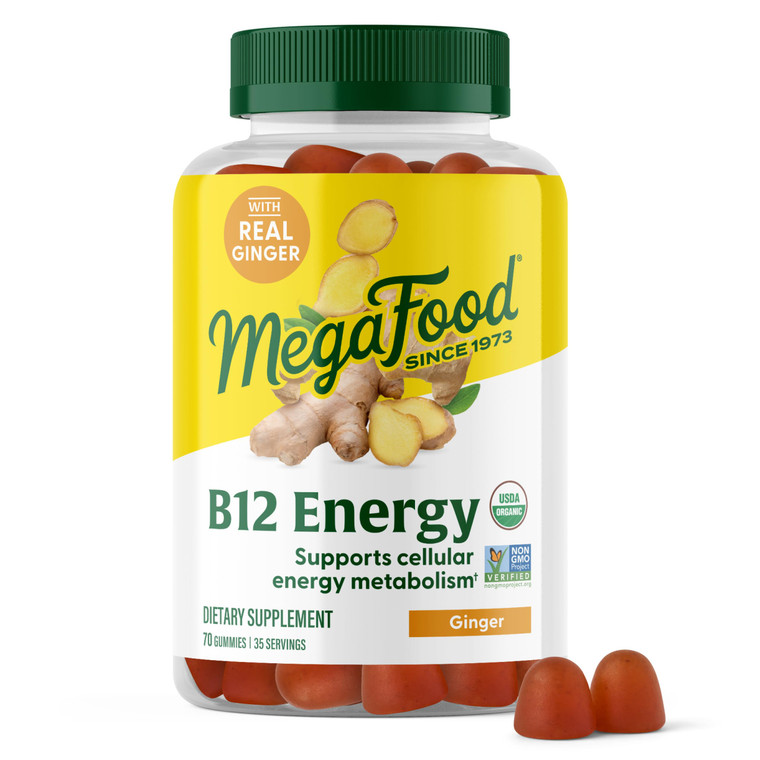 ?MegaFood Vitamin B12 Energy Gummies - Vegan - With Methyl B12 Vitamins to Support Cellular Energy Production - Ginger - Daily Vitamin B12 Supplement