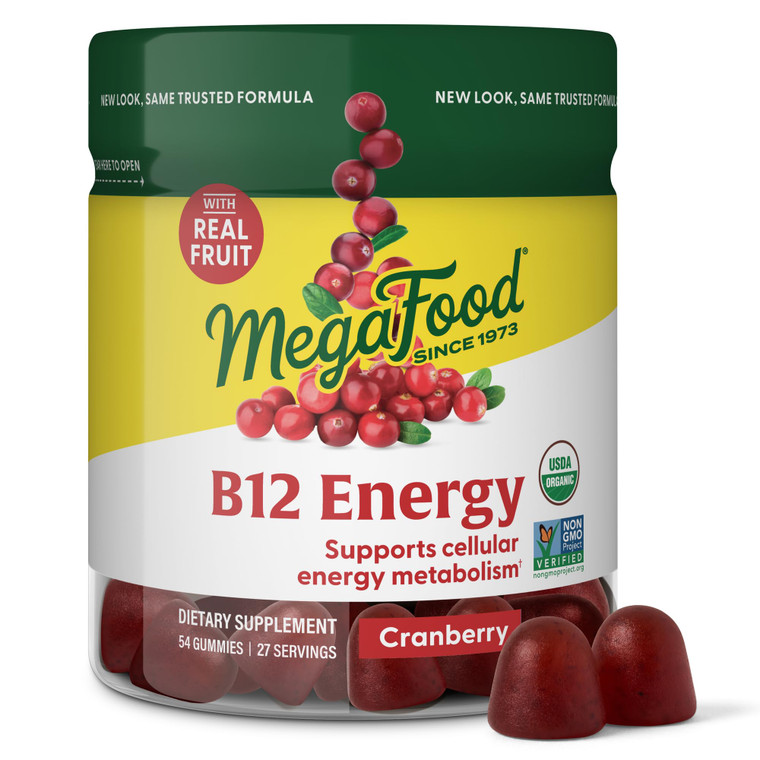 ?MegaFood Vitamin B12 Energy Gummies - Vegan - With Methyl B12 Vitamins to Support Cellular Energy Production - Cranberry - Daily Vitamin B12 Supplem