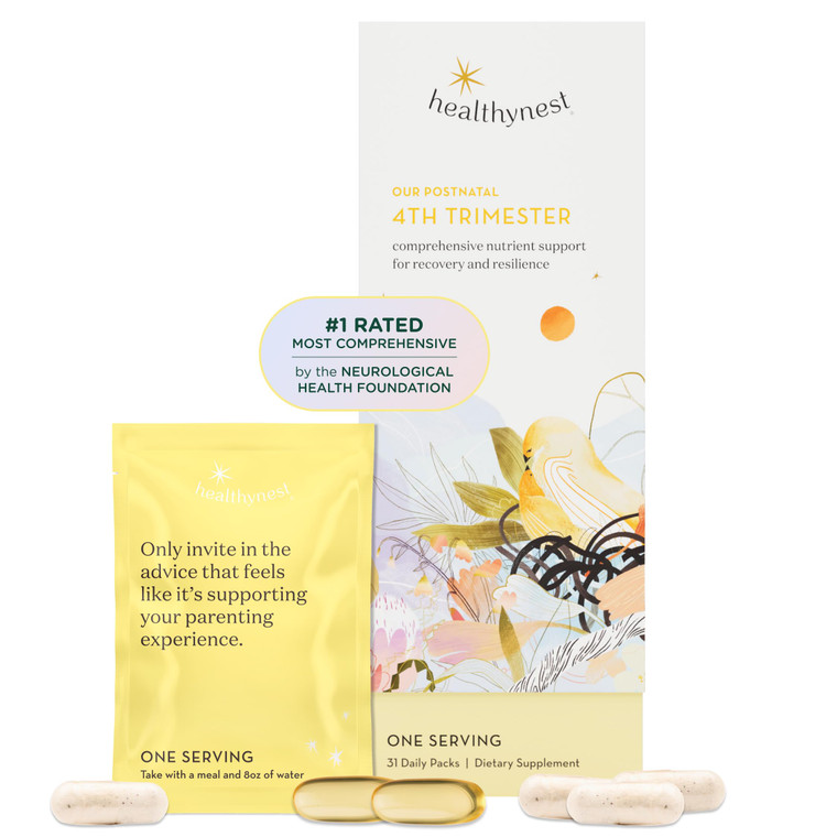 HealthyNest Postnatal & 4th Trimester Prenatal Vitamin | Made with Methylated Folate, Choline, DHA, Iron | 31 Day Supply