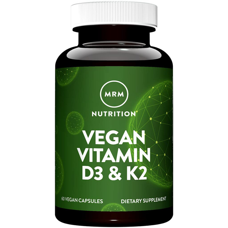 MRM Nuturition Vegan Vitamin D3 & K2 | Bone + Immune Health | Made from lichens | Supports Calcium Absorption | Vegan + Vegetarian Friendly | 60 Serv