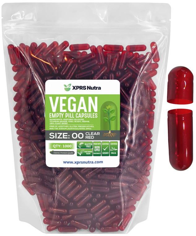 XPRS Nutra Size 00 Empty Capsules - 1000 Count Empty Vegan Capsules - Vegetarian Empty Pills - DIY Vegetable Capsule Filling- Veggie Pill Caps (Clear