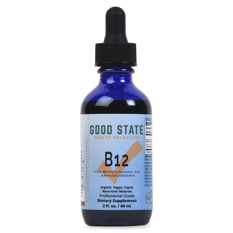 Good State Vitamin B12 Liquid Mineral Supplement | Vegan, Organic and Professional Grade B12 Vitamins Sublingual Liquid | Nano-Ionic for Optimal Abso