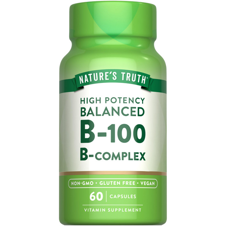 Nature's Truth Vitamin B Complex | 60 Capsules | High Potency B-100 | Non-GMO & Gluten Free Supplement
