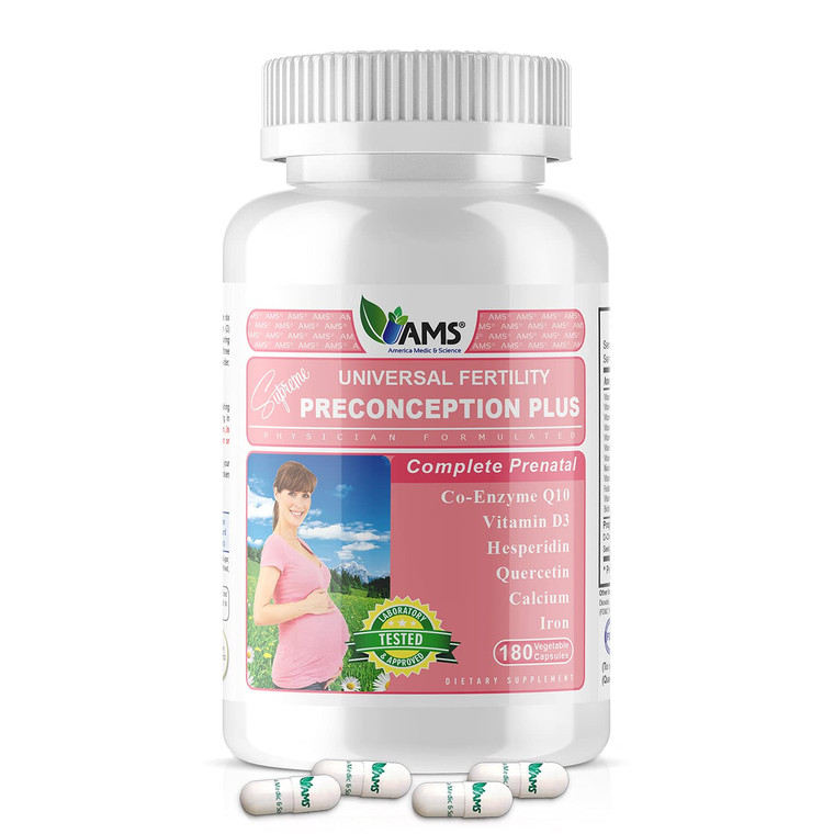 America Medic & Science Preconception Plus (180 Capsules) Conception and Fertility Supplement | Physician Formulated Pills to Support Conception | Pr