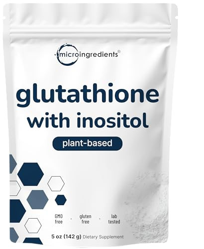 Glutathione Supplement, Pure Glutathione Reduced Powder with Inositol, 5 Ounce (9 Months Supply), 2 in 1 Formula, Powerful Ingredients for Antioxidan