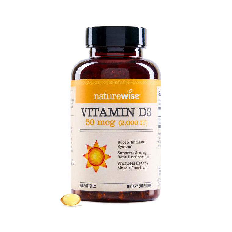 NatureWise Vitamin D3 2000iu (50 mcg) 1-Year Supply for Immune Support, Healthy Muscle Function, and Bone Health - Non-GMO, Gluten Free in Organic Ex