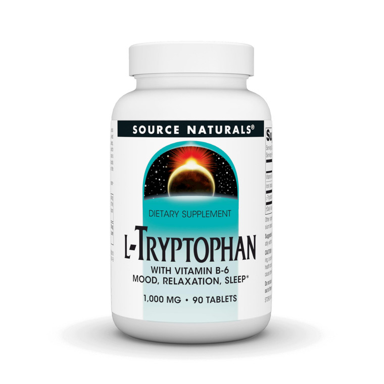 Source Naturals L-Tryptophan with Vitamin B-6 Support Mood, Relaxation and Sleep -1000 mg - 90 Tablets
