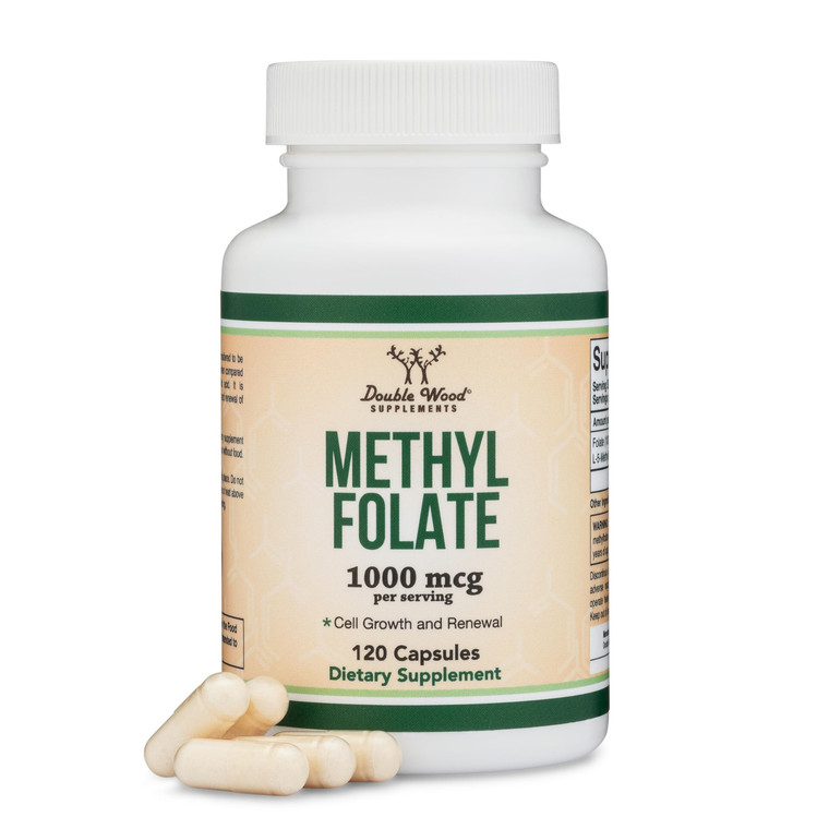 Methylfolate 1,000mcg, 120 Capsules (Third Party Tested Methyl Folate Supplement) Methylated Folate is a More Active Form of Folate Than Folic Acid (