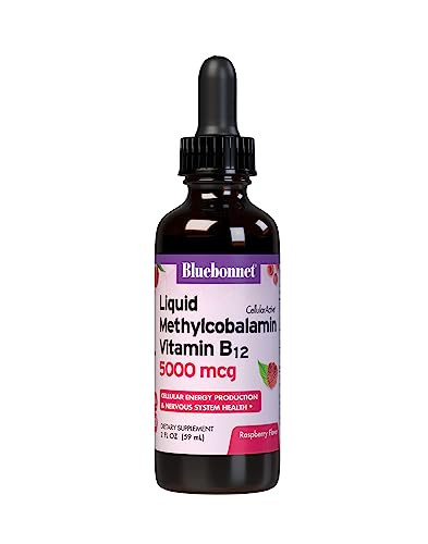 Bluebonnet Liquid Methylcobalamin Vitamin B12 5000 mcg Active Coenzyme Form of Vitamin B 12 Liquid Drops Energy Supplement for Women & Men - Vegan, G