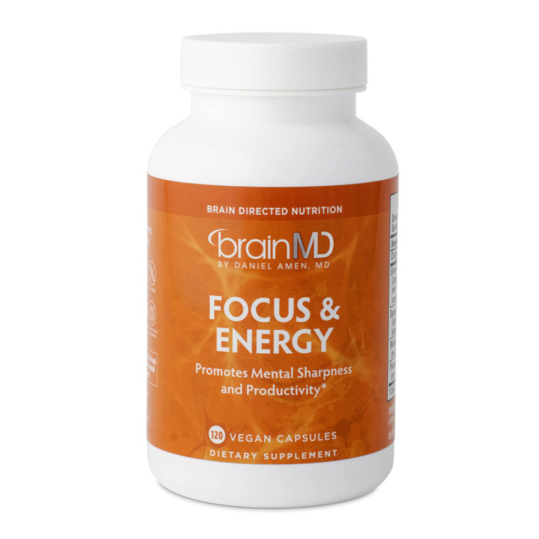 BRAINMD Dr Amen Focus & Energy - 120 Capsules, Pack of 2 - Promotes Concentration & Attention - Caffeine Free, Gluten Free - 60 Total Servings