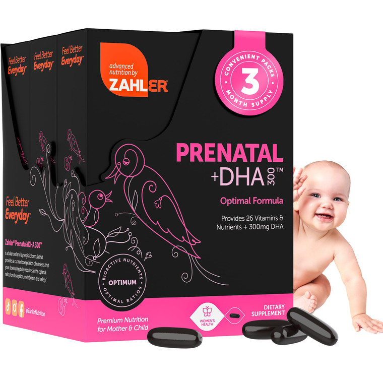 Zahler Prenatal Vitamin with DHA & Folate - DHA Supplements & Prenatal Multivitamin for Mother and Child - Kosher Prenatal DHA Prenatal Vitamins with
