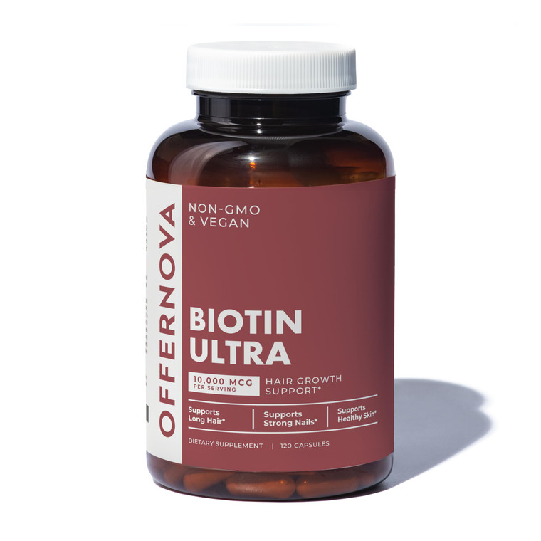 Offernova Biotin Ultra - Vitaminas para el Cabello con Biotina - Pastillas para Crecimiento del Pelo y Barba | Fortalece el Pelo Piel y Unas - 120 Ta