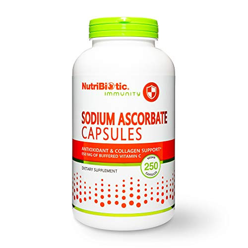 NutriBiotic - Sodium Ascorbate Buffered Vitamin C Capsules, 250 Ct | Vegan, Non-Acidic & Easier on Digestion Than Ascorbic Acid | Essential Immune Su