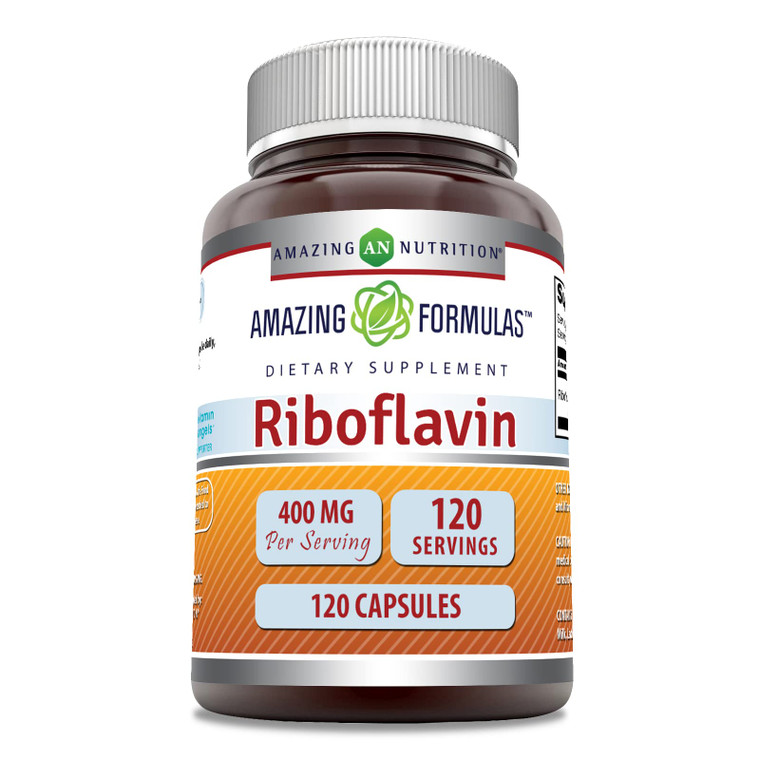 Amazing Formulas Riboflavin 400mg 120 Capsules Dietary Supplement | Non-GMO | Gluten Free | Made in USA