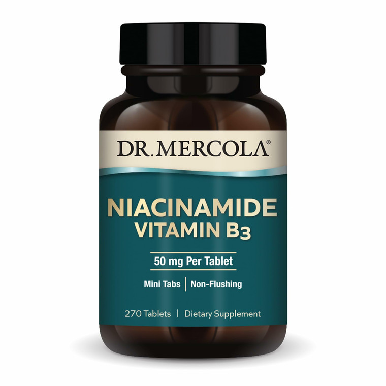 Dr. Mercola Niacinamide Vitamin B3-50 mg per Tablet - Supports Metabolic Health - Non-Flushing - Mini Tabs - Non-GMO, Gluten-Free & Soy-Free - 270 Se