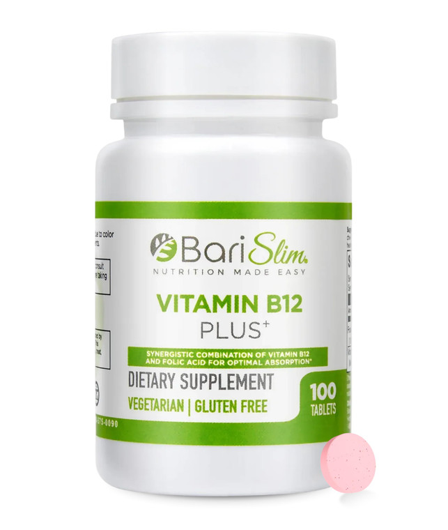 BariSlim Vitamin B12 Plus Tablets - Bariatric Formulated for Post Weight Loss Surgery, Including Gastric Bypass & Gastric Sleeve - Supports Energy Le