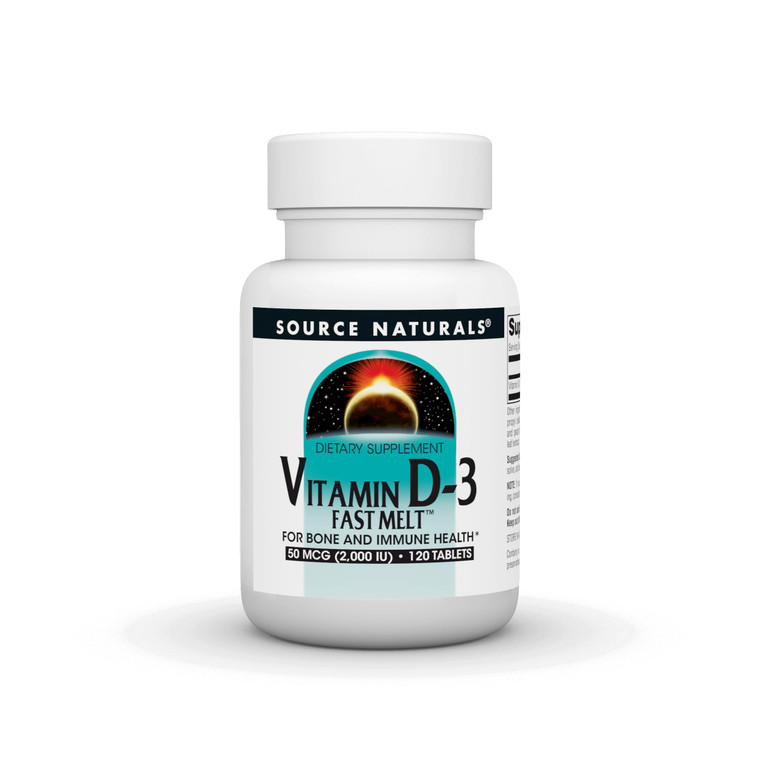 Source Naturals Vitamin D-3 Fast Melt, Supports Bone & Immune Health* - Black Cherry Peach Flavor - 120 Fast Melt Tablets