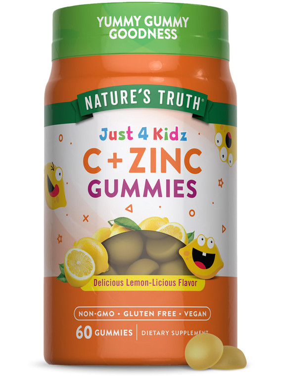 Nature's Truth Vitamin C Gummies for Kids | with Zinc | 60 Count | Vegan, Non-GMO & Gluten Free