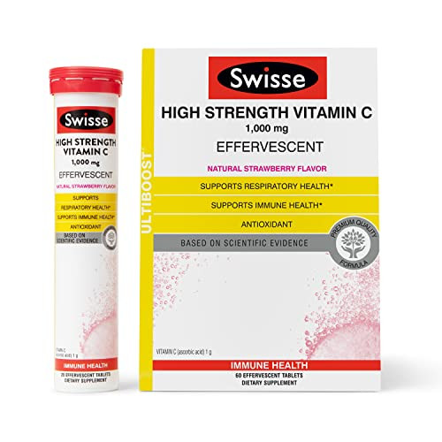 Swisse Effervescent Vitamin C 1000mg Dissolvable Vitamin C Powder Tablets | Immune Support Supplement and Antioxidant | VIT C Supports Immunity Healt