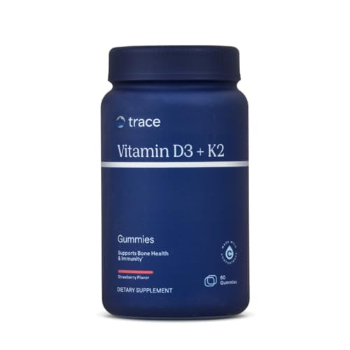 Trace Minerals Vitamin D3 + K2 Gummies - Bioavailable Vitamin Blend for Bone, Heart & Immune System Support - High-Potency - Plant-Based - Gluten-Fre