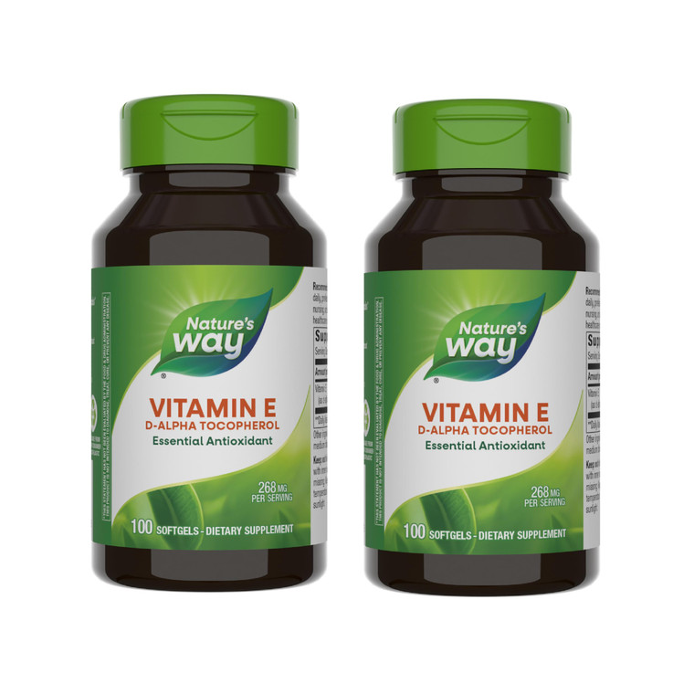Nature's Way Vitamin E, D-Alpha Tocopherol, Essential Antioxidant, Helps Neutralize Free Radicals*, 268 mg per Serving, 100 Softgels (Packaging May V