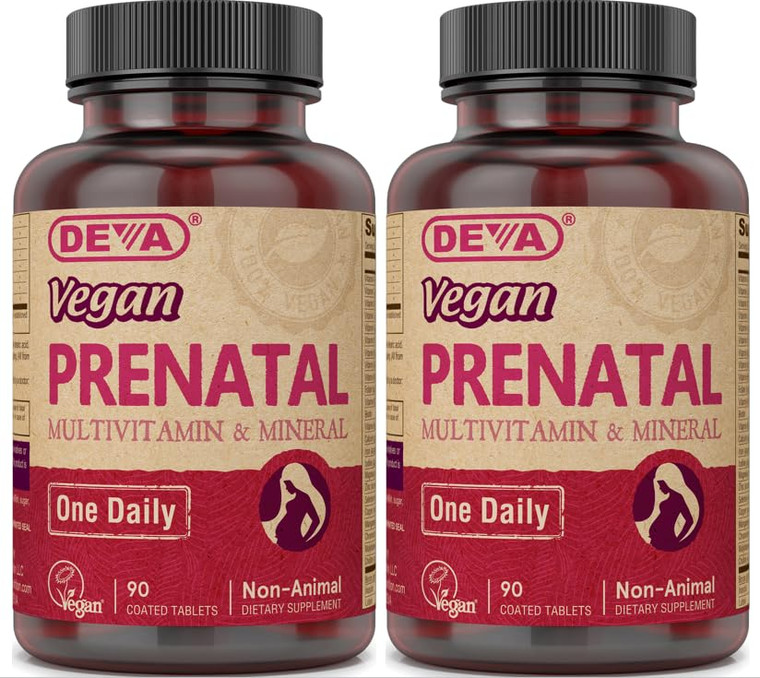 DEVA Vegan Vitamins Prenatal Multivitamin & Mineral - One Daily - 90 Vegetarian Tablets - Pack of 2