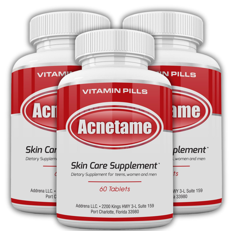 Acnetame 3 Pack- Vitamin Supplements for Acne Treatment- Hormonal Pimple Tablets to Clear Oily Skin for Women, Men, Teens, and Adults