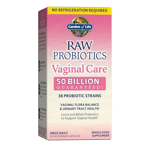 Garden of Life Raw Probiotics Vaginal Care - 50 Billion CFU - 38 Probiotic Strains - Supports Vaginal & Urinary Tract Health - Shelf Stable - 30 Vege
