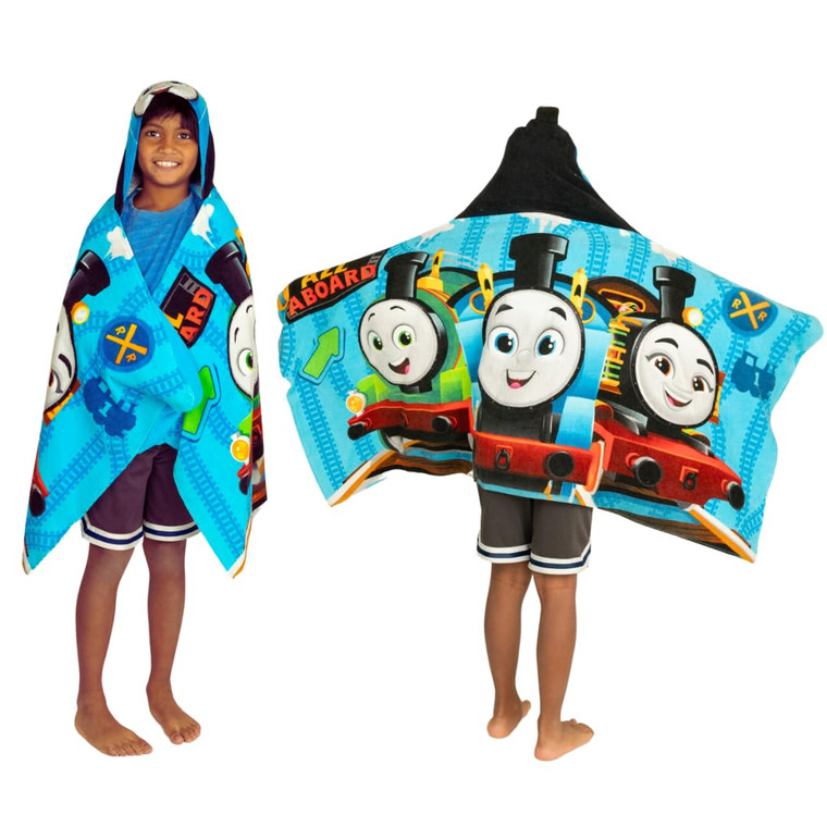 Thomas & Friends Kids Super Soft Bath/Pool/Beach Soft Cotton Terry Hooded Towel Wrap, 24 in x 50 in, (100% Officially Licensed Product) By Franco