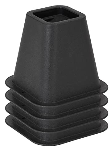 Simplify 6 Inch Bed Riser | Pack of 4 | Bed & Furniture Lifter Wheel Grooves | Under-Bed Storage | Bedroom & Dorm | Black
