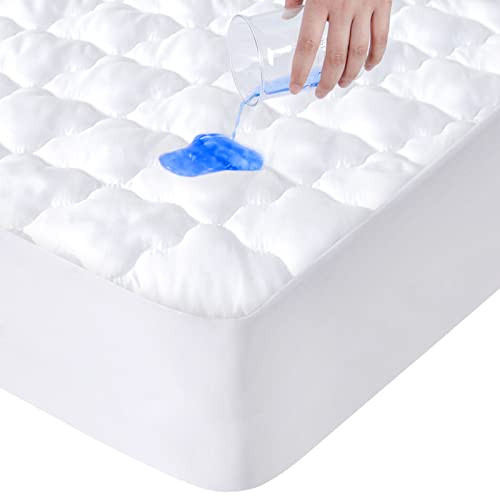 Full Size Mattress Protector Pad Waterproof Quilted, Breathable & Cooling Full Mattresses Pad Cover Fitted for Double Bed with Deep Pocket Up to 14",