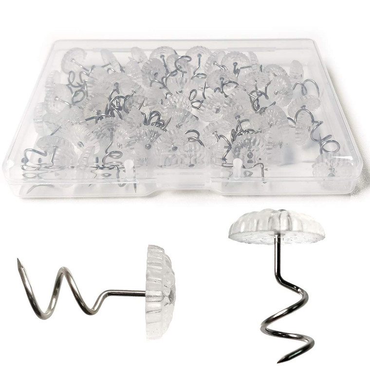 TTSAM Twist Pins with Clear Heads, Ideas Bedskirt Pins for Holds Bedskirts, Drapes, Slipcovers and Other Fabric and Materials Securely in Place(Pack