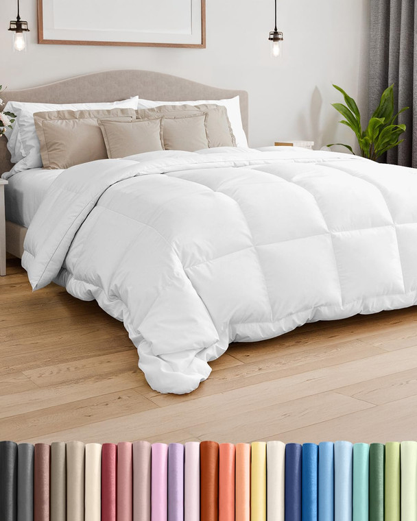 King Size, White Alternative Down Comforter - Warm, Lightweight & Breathable Hotel Quality Bedding Set for Men, Women, Kids and Teens - All Season Ov
