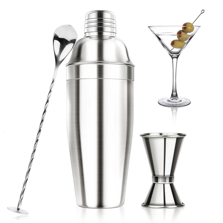 Ohtomber 24OZ Cocktail Shaker Set - Cocktail Bar Martini Drink Shaker Set with Strainer, Stainless Steel Bartender Kit Drink Mixer with Jigger, Mixin