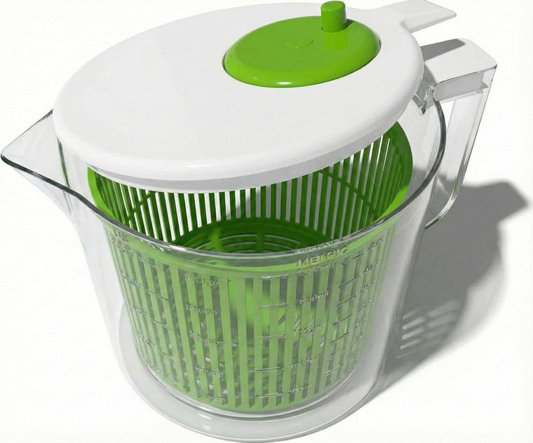Cooler Kitchen 2.5 Qt Small Salad Spinner, Mini Salad Spinner and Dryer With Measuring Cup Bowl, Best Lettuce Spinners Single Serve, Colander with Sp
