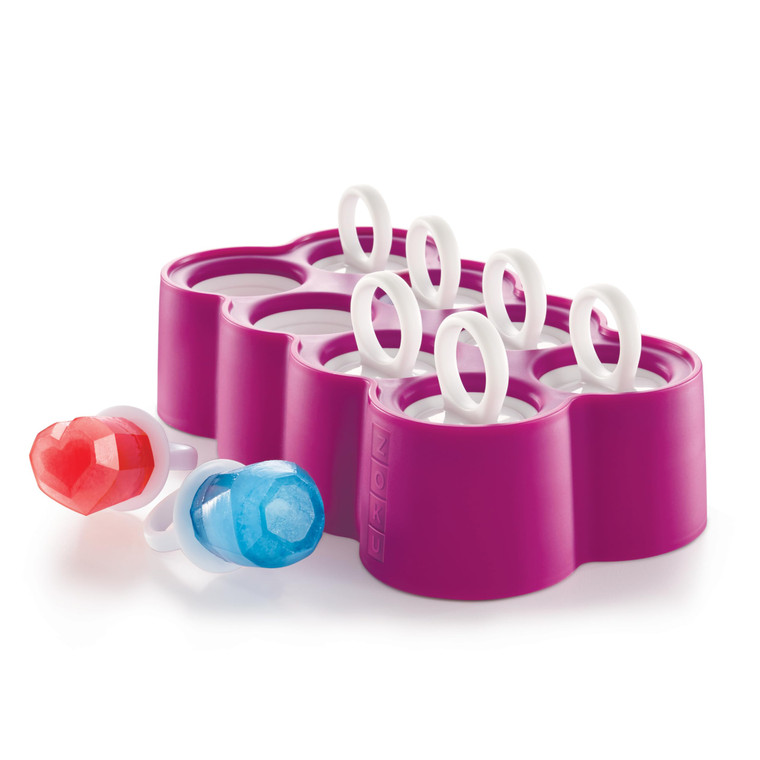 ZOKU Ring Pop Molds - 8 Silicone Popsicle Molds with Reusable Ring Sticks, Makes Gem, Jewel and Heart-Shaped Ice Pops, Easy-Release, BPA-Free