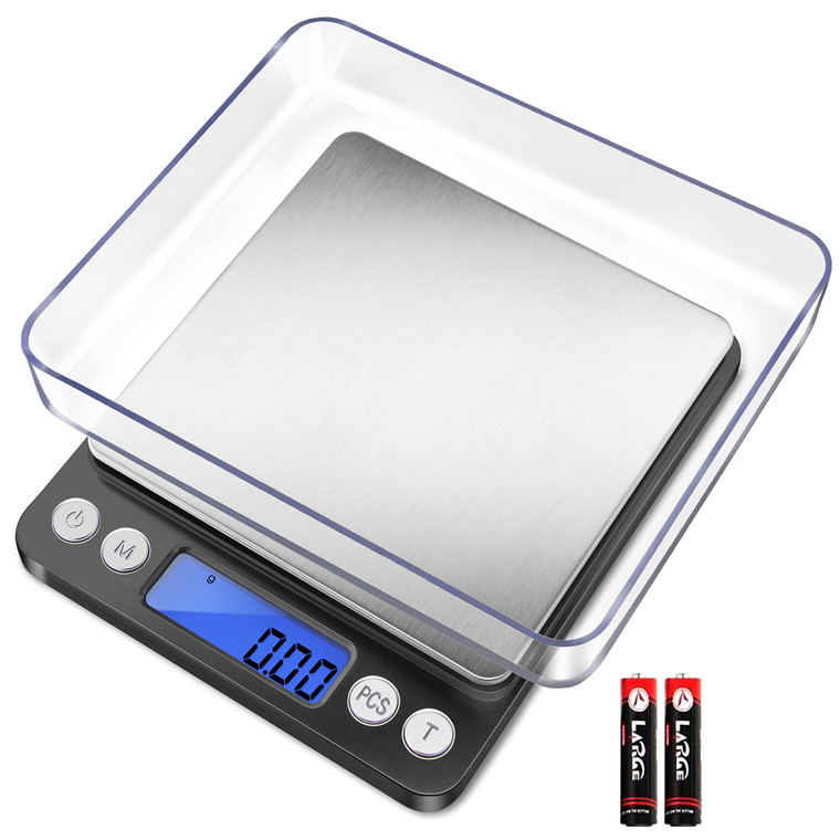 Fuzion Digital Gram Scale with 2 Trays, 500g/ 0.01g Small Jewelry Scale, 6 Units Gram Scales Digital Weight Gram and Oz, Tare Function, Digital Herb